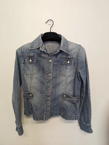 ESPRIT Womens Size M Blue Denim Winter Jacket Chest Up Pockets Sleeve Button - Picture 1 of 5