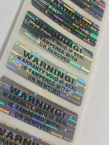 100 ADVERTENCIA! GARANTÍA VACÍO MANIPULACIÓN EVIDENTE ETIQUETAS HOLOGRAMA DE SEGURIDAD SELLO PEGATINAS - Imagen 1 de 2