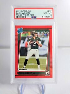 Jets Zach Wilson 2021 Panini Donruss Football Rated Rookie Card Red PSA 8 nfl