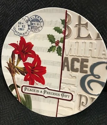 全新带盒 Grasslands Road。"和平是一个珍贵的礼物"盘子。 Amaryllis & Holly ~ 10 — 第 1/3 张图片