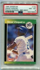 1989 Donruss Baseball's Best OMAR VIZQUEL Rookie #163 COLES ERROR PSA 8 NM- MINT