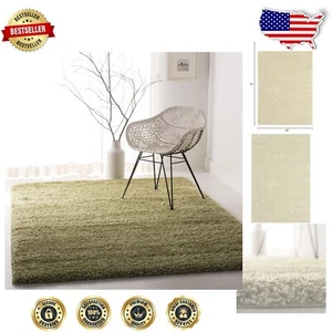 California Shag Area Rug 4' x 6' - Cozy Green Accent, Stain Resistant & Durable - Picture 1 of 9