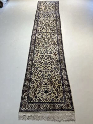 Ch. Isfahan Teppich Orient Perser Rug Beige Blau Korkwolle Galerie Läufer Design - Bild 1 von 4