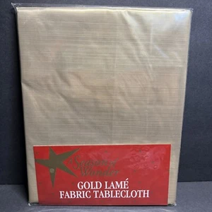 Stoff Tischdecke Gold Lamé für 60x84" Oval Tisch Metallic Jubiläum Weihnachten - Bild 1 von 6