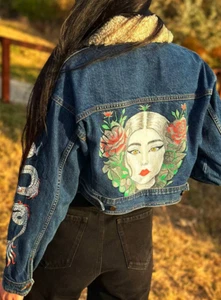 Hand painted denim jacket - Picture 1 of 6
