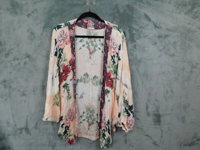 Blusa Floreat Mujer Talla Única Rosa Floral Cárdigan Costero Boho Topper Fluido Foto 1 de 4