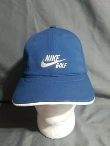 Nike Golf Hat Cap Strapback Spell Out Swoosh Embroidered Blue Clean - Picture 1 of 8