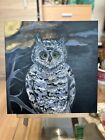 Oil Painting Owl Stretched Canvas Oil Birds Wall Decor Painting art handmade