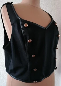 Gothic schwarze Corsage goldene Knöpfe Hell Bunny 4XL (50) - NEU ohne Etikett - Bild 1 von 7