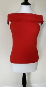 NEU MIT ETIKETT🩶NEUWERTIGES SAMT... orange geripptes ärmelloses Bardot-Top Gr. MEDIUM - UVP £35 - Bild 1 von 6