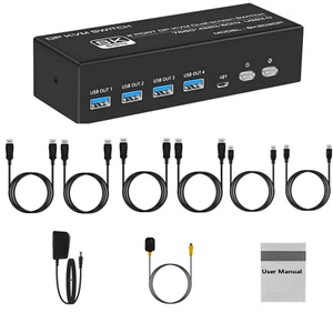 2 In 2 Out HDMI KVM Switch 4K 120Hz 8K USB3.0 KVM Switcher For 2 Computers - Picture 1 of 20