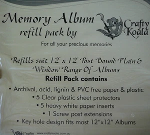 12'X12" Album Refills 5 Plastic Sleeves suit Post Bound - Picture 1 of 1