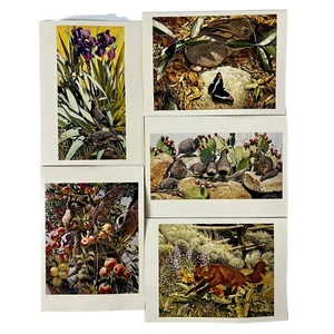 Tarjetas de felicitación con impresión artística de Nicholas Wilson Gouache 5 - animales, pájaros, zorro, codornices - Imagen 1 de 6
