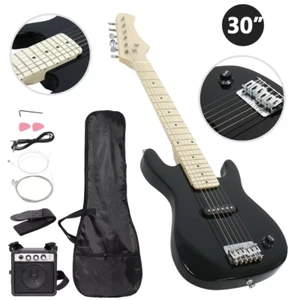 Kids Beginner Guitar With Amp Case 30" Electric Guitar Accessories Pack Black - Picture 1 of 5