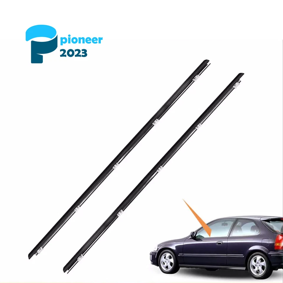 2Pcs Door Weather Strip Window Belt Seal Molding Trim For 1992-95 Honda Civic - Image 1 of 4