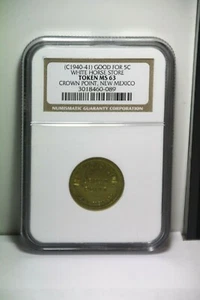 Crown Point New Mexico White Horse Store Good for 5c Trade Brass 22mm SlabToken  - Picture 1 of 3