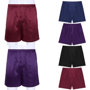 Men Silk Satin Boxers Shorts Sleepwear Loose Pyjamas Panties Underwear Beachwear - Picture 1 of 36