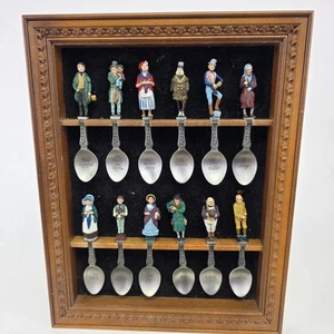 12 Franklin Mint Charles Dickens Christmas Carol Pewter Spoons W/ Case Good Cond - Picture 1 of 14