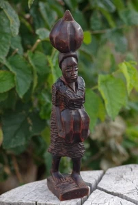 VINTAGE afrikanische Stammeskunst 14 Zoll weibliche Holzschnitzerei 1960er Made in Mali - Bild 1 von 5