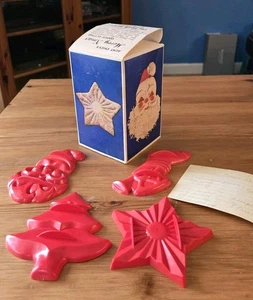 Cortadores de galletas navideñas vintage de tía pollito años 40-50 juego completo caja receta - Imagen 1 de 22