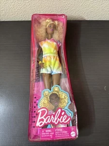 Barbie Fashionistas Doll#180 Tall Blonde Afro Tie-Dye Romper Sneakers New/Sealed - Picture 1 of 3