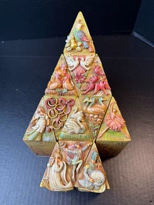 Enesco 12 Days of Christmas Pillars Collection by Kim Lawrence 2009 Wedges Tree - Bild 1 von 23