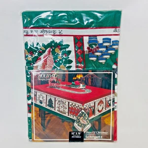 Vtg Holidays 12 Days of Christmas Tablecloth 52x70" Rectangle Perm Press 90s NOS - Picture 1 of 5