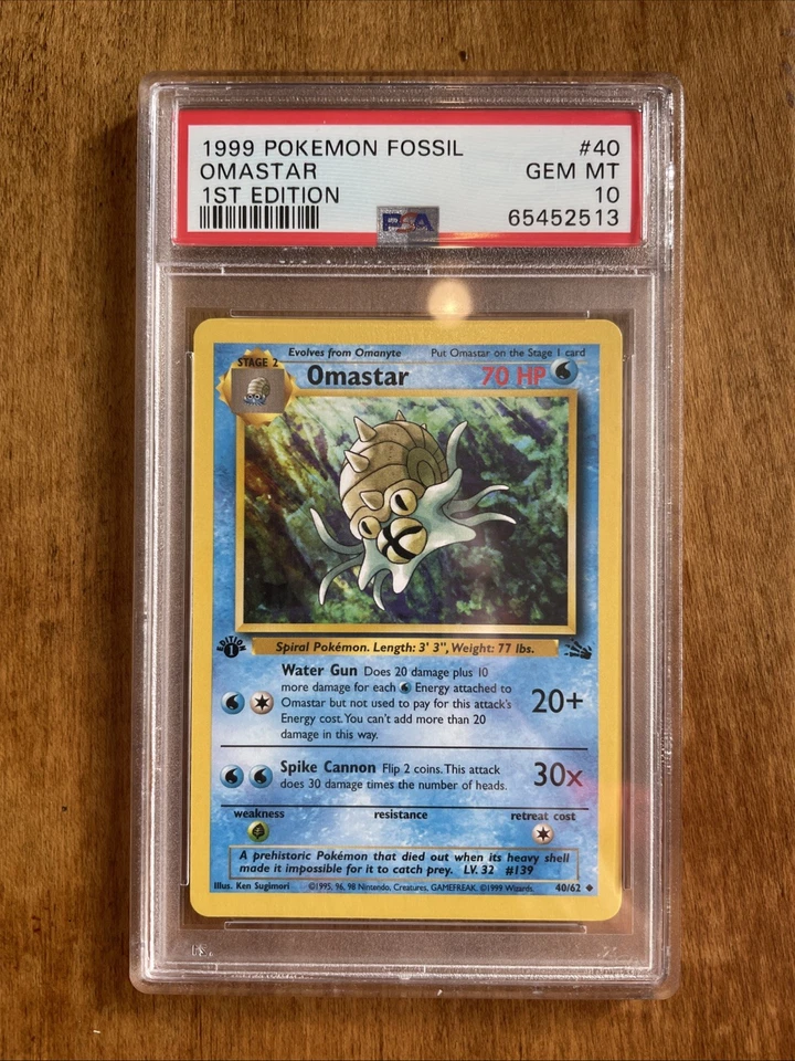 1999 Pokémon Fossil Omastar 40 1st Edition PSA 10 - Image 1 of 4