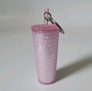 Starbucks Matte Pink Soft Touch Cold Cup Tumbler Keychain Charm Ornament 2024 - Picture 1 of 10