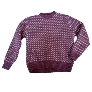 LL Bean Mens Classic Ragg Lambs Wool Sweater size M Crewneck Red Fisherman Chunk - Picture 1 of 7