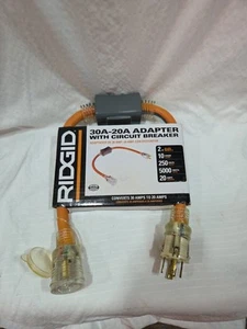 RIDGID 2Ft 30A-20A 10 Gauge Adapter with Circuit Breaker L14-30 to L14-20 - Picture 1 of 4
