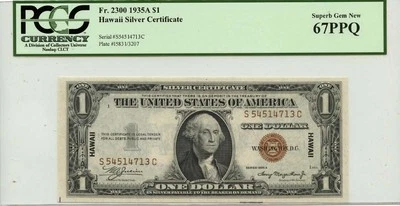 1935A $1 Hawaii Federal Reserve Note FR#2300 PCGS Gem67 PPQ - Image 1 of 2