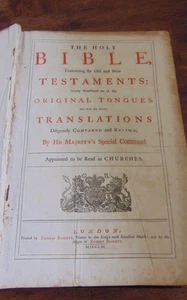 1753 LEATHER VERY LARGE BIBLE CONTAINING THE OLD & NEW TESTAMENTS APOCRYPHA - Picture 1 of 24