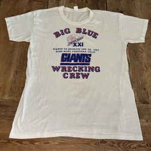 Vintage 80s New York Giants Shirt Big Blue Wrecking Crew 1987 Super Bowl M L - Picture 1 of 8