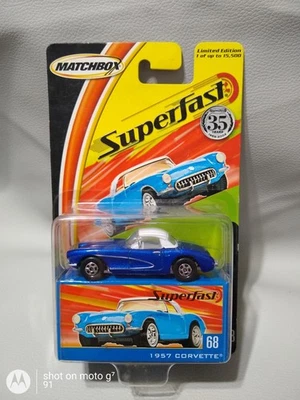 MATCHBOX SUPERFAST 1957 CORVETTE  # 68 BLUE 🔵 Diecast model 1:64 with Box - Image 1 of 4