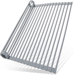 Ohuhu Over Sink Dish Drying Rack, Silicone 17.6"W x 15.4"L, Gray - Picture 1 of 9