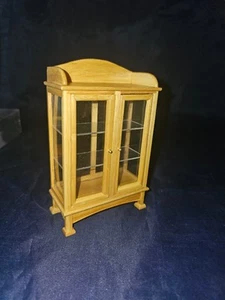 Vintage Miniature Dollhouse Wood Furniture China Curio Cabinet oak home decor - Picture 1 of 10