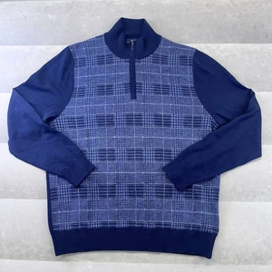 Suéter Brooks Brothers Para Hombre Grande Azul Cuarto Cremallera 100% Lana Merino Simulación Argyle - Imagen 1 de 6