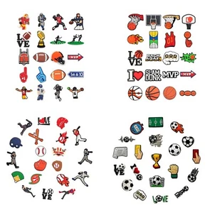 20Pcs Football Soccer Basketball Shoe Charms Bulk Pins for Boys Girls - Picture 1 of 5