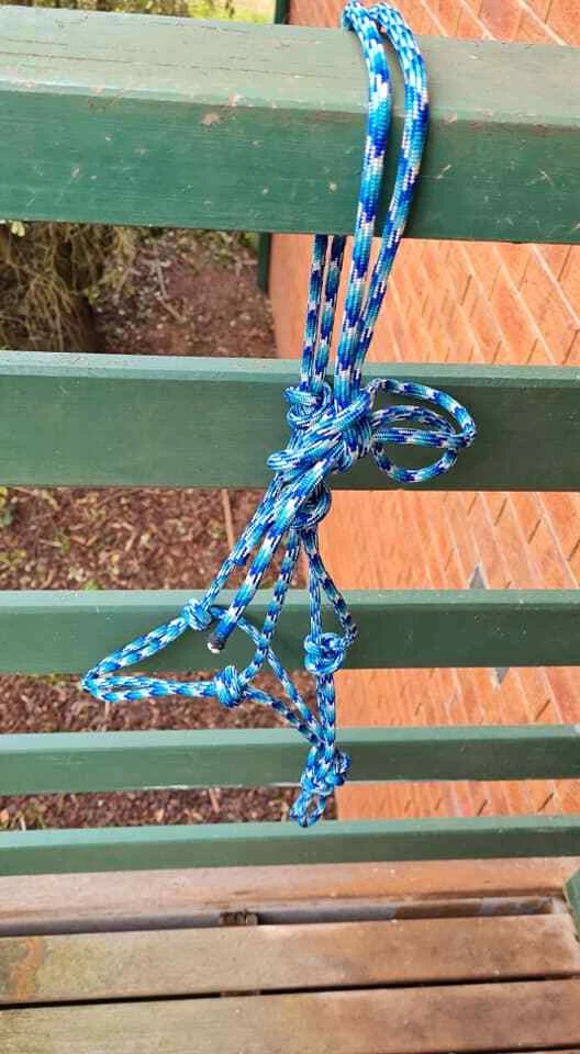 Blue and white triple pattern rope horse halter cob size  - horse tack - image 1 of 1