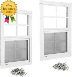 Paquete de 2 ventanas de cobertizo 12" W X 18" H montaje empotrado ventana blanca con vidrio templado a - Imagen 1 de 5