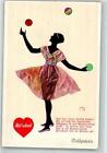 39741394 - Scherenschnitt Fasto Frau jongliert mit bunten Baellen Werbung