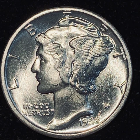 1942 P MERCURY DIME! LUSTROUS GEM BU++++ FULL SPLIT BANDS! SO SO RARE MEGA $$$$$ Cover