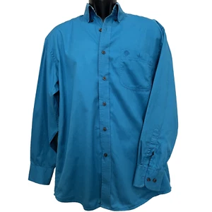 Wrangler George Strait Collection Western Shirt Mens Medium Flip Cuff Blue solid - Picture 1 of 7