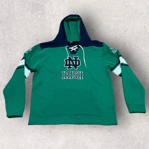 Vintage Fighting Irish Sweater Mens XL Green Notre Dame University Hoodie Sports Cover