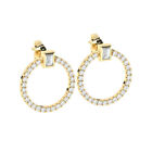 1 Carat 100% Natural Round & Baguette Cut Diamonds Earrings in 18K Yellow Gold