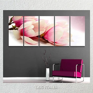 Magnolia 2 QUADRO 190x70 ARREDO CENTRO BENESSERE SPA QUADRI STAMPA TELA FIORI - Foto 1 di 1