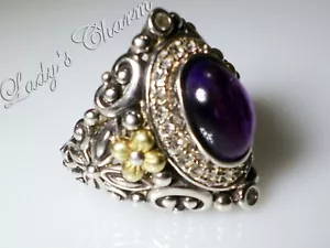 ๐ฆ Barbara Bixby Nirvana Amethyst White Topaz Sterling Silver 18k Gold Ring 9.25 - Picture 1 of 7