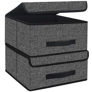 Foldable Storage Bins Cubes Boxes with Lid - Cubby Basket Closet Organizer Pack - Picture 1 of 8
