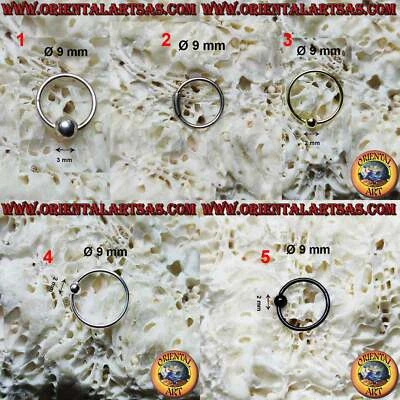 Cerchietto da naso in Argento 925‰  da 9 mm di diametro, vari modelli - Immagine 1 di 4